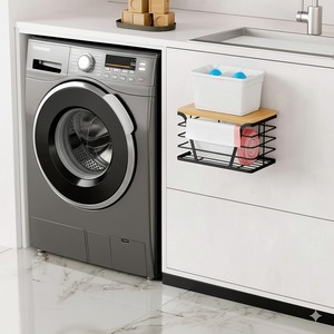 Organizador De Armazenamento De Cozinha Empilhável Cesta Sacos De Lixo De Arame Dispenser Roll <span class=keywords><strong>Holder</strong></span> Metal <span class=keywords><strong>Trash</strong></span> <span class=keywords><strong>Bag</strong></span> Dispenser com Bamboo Top