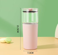 Gobelet modulaire 2-en-1 en verre et acier inoxydable de 800 ml |   Bouteille d'eau détachable à double ouverture avec logo personnalisé – Idéale comme cadeau