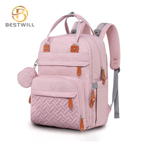 BESTWILL ensemble de <span class=keywords><strong>sac</strong></span> à dos à couches imperméables haute capacité Logo imprimé fourre-tout maman utilisation en plein air en gros <span class=keywords><strong>sac</strong></span> à couches <span class=keywords><strong>fonctionnel</strong></span> momie - Product Image 1