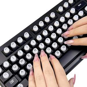 Keyboard <b>Stickers</b> for Long Nails with Letters, Soft Silicone Keyboard <b>Bubbles</b> for Women, Nail Art Typing Keycaps for Desktops - Product Image 1