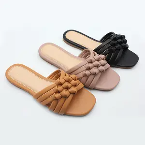 Custom Female Open Toe Sandalias Slides Beach Leather Woman Sandals Shoes Summer Flat Ladies 2023 new styles for South Africa