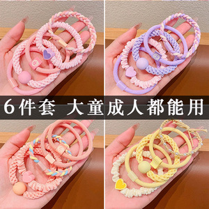 Ensemble d'élastiques à cheveux en tissu vert menthe, 6 pièces, avec décor de boule en forme de cœur, pour enfants, filles et adultes, usage décontracté - Product Image 5