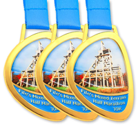 Médaille personnalisée en alliage de zinc de forme irrégulière, bronze antique, gaufrée en 3D, pour événement sportif, course à pied, avec ruban