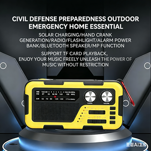 Lampe de poche de survie d'urgence, radio à manivelle auto-alimentée, 4000 mAh, alimentation mobile, alarme SOS, dynamo portable - Product Image 4