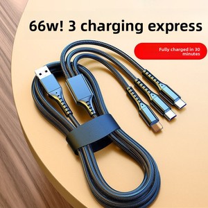 Câble de charge <span class=keywords><strong>USB</strong></span>-A, Type-C et Micro <span class=keywords><strong>USB</strong></span> <span class=keywords><strong>3</strong></span>-en-1 durable 5A 66W pour téléphone portable avec gaine tressée, charge rapide 480 Mbps - Product Image 3