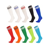 Chaussettes de football rayées avec logo personnalisé, chaussettes de sport à haute élasticité, chaussettes de football au-dessus du genou, vente en gros, chaussettes athlétiques antidérapantes pour hommes