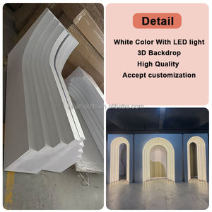 ซุ้มโค้งงานแต่งงานสุดหรูแบบกำหนดเองได้ ทำจากพีวีซีสีขาว 3 มิติ พร้อมไฟ LED สำหรับตกแต่งผนังฉากหลังงานแต่งงาน - Product Image 5