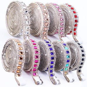 Ruban adhésif en strass, bande de <span class=keywords><strong>diamants</strong></span> en verre autocollante, décoration en cristal pour garniture de vêtements, vente en gros - Product Image 4