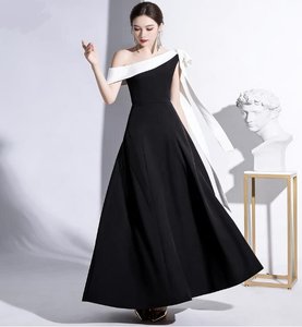Nuovo <span class=keywords><strong>Abito</strong></span> da Sera Estivo Elegante da <span class=keywords><strong>Donna</strong></span>, Semplice Monospalla con Nastri, Linea ad A, Lunghezza alla Caviglia, per Cerimonie di <span class=keywords><strong>Laurea</strong></span> e Feste - Product Image 2