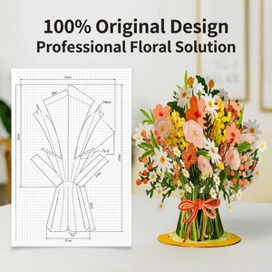 3D Flower Pop Up Greeting Card Bouquet Paper Standing Card for Birthday Party <b>Gift</b> - Product Image 5