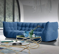 Ensemble de canapés modulaires Chesterfield français en tissu microfibre, style bloc de tofu nuage carré, canapé de luxe pour salon