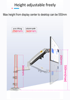 NB NOUVEAU H180 Support de bureau double écran 17"-27" avec bras à ressort à gaz, fixation TV LCD entièrement articulée 2-9kg, support ergonomique à double bras à pince