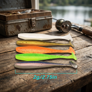 Señuelos blandos de PVC con cola en T de 5.5cm, 7cm y 9cm para pesca de lubina en ríos y lagos, 10 unidades por bolsa, sin anzuelos - Product Image 3
