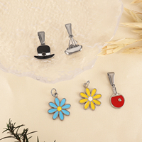 Pendentif Caméra Passeport Tendance pour Femme et Homme, Breloques Frites, Café, Fleur en Émail en Acier Inoxydable Plaqué Or 18K pour la Fabrication de Bijoux