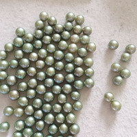 Perles d'eau douce vert olive de qualité supérieure, 8-10 mm, perles naturelles en vrac, demi-perles non percées, excellent prix