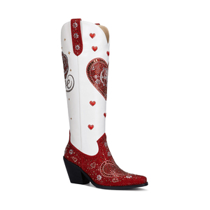 <span class=keywords><strong>Stivali</strong></span> da Cowboy Alti Personalizzati WETKISS con Tacco Grosso, <span class=keywords><strong>Stivali</strong></span> Estivi da Cowgirl al Ginocchio Rossi con Strass per Feste - Product Image 1