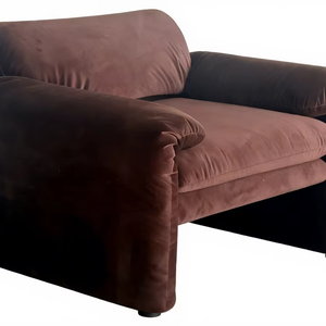 Ghế tựa lưng có thể ngả lưng bằng nhung màu đỏ tía sang trọng, kiểu dáng hiện đại, dành cho phòng khách hoặc khách sạn - Product Image 3