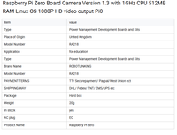 Cámara para Raspberry Pi Zero Versión 1.3 con CPU de 1GHz, 512MB de RAM, Sistema Operativo Linux, Salida de Video HD 1080P