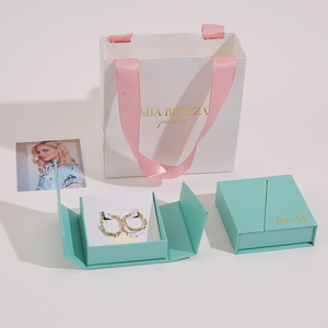 Nouvelle boîte à bijoux magnétique à double ouverture, personnalisable avec logo, écologique, recyclable, en carton, avec sac en papier - Product Image 5