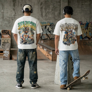 Camiseta Personalizada de Alta Calidad con Estampado DTG, Estilo Urbano Y2K para Hombre, 280 g/m², 100% Algodón, Corte Cuadrado, Hombros Caídos, Modelo 6753 - Product Image 3