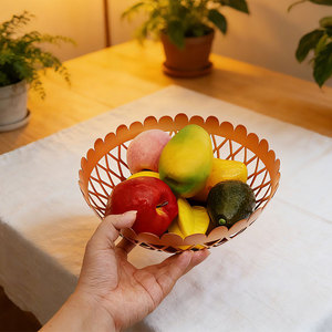 Metal Countertop Fruit <b>Basket</b> Bowl Large Round Decorative Table Centerpiece <b>Stand</b> for Fruit <b>Vegetables</b> Bread Candy Nuts - Product Image 4