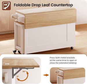 <strong>Kitchen</strong> <strong>Island</strong> With Storage Drop Leaf,<strong>Kitchen</strong> <strong>Island</strong> <strong>on</strong> <strong>Wheels</strong> Power Outlet Drawers Rack Shelves Storage with Adjustable Shelf - Product Image 3