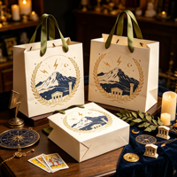 Sac de shopping écologique haut de gamme avec logo personnalisé imprimé, poignées en ruban, style inspiré de la mythologie