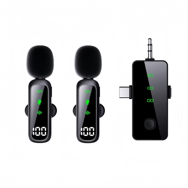 New T20 Digital Display Wireless Clip-on Microphone Noise Cancelling Mini Mic for Mobile Live Streaming & Outdoor Recording