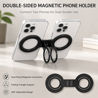 Support de téléphone magnétique double face en alliage d'aluminium pliable et réglable à 360 degrés de haute qualité pour utilisation sur double écran sur bureau