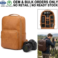 Sac à dos pour appareil photo en cuir microfibre vegan résistant à l'eau, OEM, ODM, marque privée, logo personnalisé, fabricant sur mesure