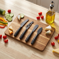 Ensemble de 4 couteaux à fromage de luxe noir mat, très vendu en 2026, en acier inoxydable durable, lavable au lave-vaisselle, écologique et portatif