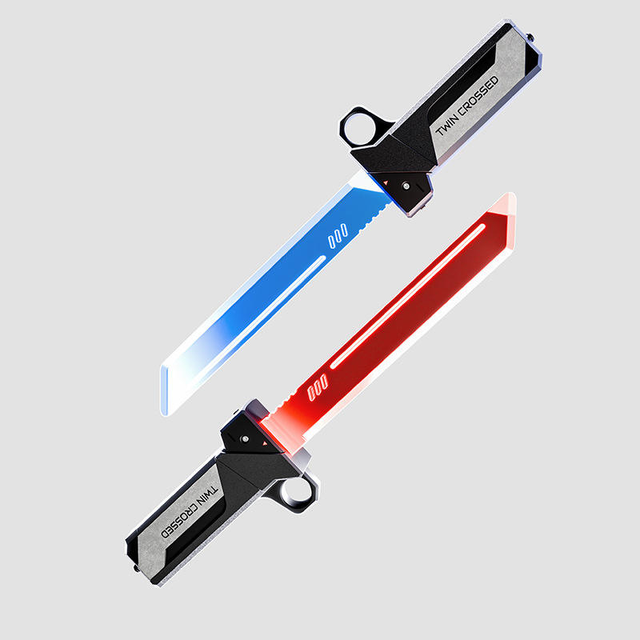 Double Blades LED Light Saber Toy for Kids RGB Glow-in-the-Dark Battle Sword with Sound & Light Cosplay Duel Toy