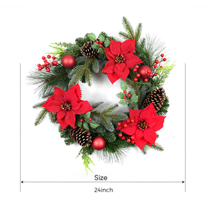 Guirlande de Noël artificielle de haute qualité, personnalisée, à suspendre à la porte, 24 pouces, décoration de la maison, guirlande ronde, cadeau - Product Image 2