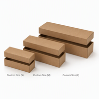 Boîte en carton ondulé kraft étroite et longue, écologique, avec logo personnalisé, emballage télescopique en deux parties, boîte cadeau pour bijoux, stylos, expédition