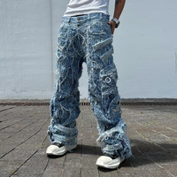 Jean en denim DiZNEW, mode européenne et américaine, bleu, grande taille, pantalon pour hommes