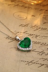 Anster Lab <span class=keywords><strong>Esmeralda</strong></span> cultivada <span class=keywords><strong>con</strong></span> diamantes <span class=keywords><strong>Collar</strong></span> DE BODA chapado en rodio Colgantes clásicos de platino de moda para mujer Estilo de moda - Product Image 3