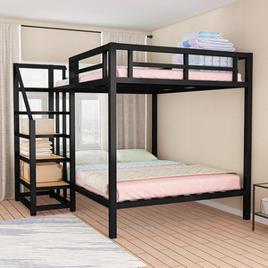 Современная многофункциональная кровать из кованого железа, простая одноквартирная кровать с железным каркасом, компактная двухъярусная кровать, верхний слой, металлический - Product Image 4