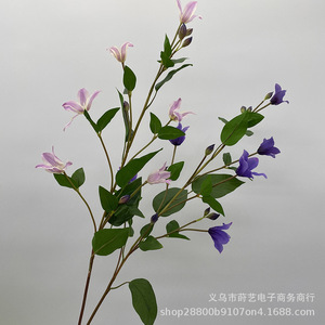 Fleurs artificielles en soie Shiyi, clématites bleues, roses, blanches, décoration de mariage, accessoires d'intérieur et d'extérieur, vigne légère, arrangement floral - Product Image 2