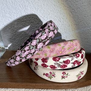 Vintage automne hiver tête accessoires maquillage éponge rembourré bandeau cheveux bande fleur tissu tissu bandeau pour femmes filles - Product Image 3