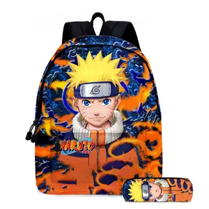 2pcs套Narutos书包印花铅笔盒背包套装礼品背包减轻儿童拉链肩部礼品玩具