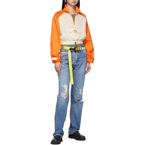Dernière conception de la mode de haute qualité personnalisé Beige et <span class=keywords><strong>Orange</strong></span> coupe-vent veste courte pour femmes - Product Image 5