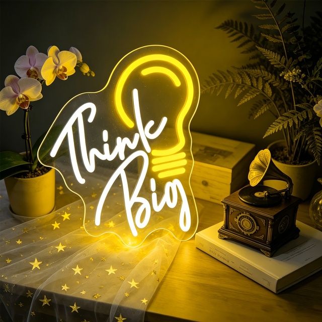 Neonawall "Think Big" Neon Sign, Yellow LED Wall Decor Light for Office, Bedroom & Inspirational Spaces