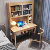 Bureau en bois massif gris avec porte, bureau informatique simple, étagère intégrée, table de chevet pour chambre à coucher, table d'étude, bureau FJX8012