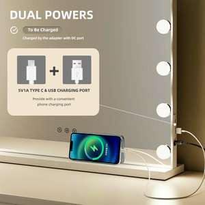 Touch Sensor 3 Colors Modes Lighted USB Charging Stepless Dimmable LED Tabletop Makeup With Lights Vanity <strong>Mirror</strong> - Product Image 6