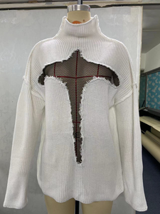 Maglione Pullover Vintage 2025 con Ricamo Floreale per <span class=keywords><strong>Donna</strong></span>, Design Traforato in <span class=keywords><strong>Maglia</strong></span> Casual, Moda Streetwear per Autunno Inverno - Product Image 6