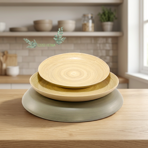 Assiette en bambou filé / Bol en bambou filé à prix de gros du Vietnam, avec couleur personnalisée, fabriqué au Vietnam par Eco2go Vietnam - Product Image 1