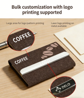 Nouveau porte-cartes de visite écologique en résidus de café, pour usage au bureau, fermeture à bouton, épaisseur 20 mm, 60 g, option d'impression de logo par sérigraphie