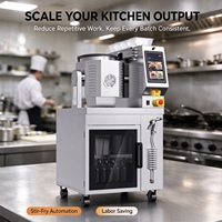 Robot Koki AI Komersial untuk Restoran, Penggorengan Listrik Stainless Steel, Kapasitas 0.5-1kg, Layar Digital