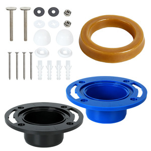 Kit de bride de toilette Aojiele noir et bleu avec joint torique en cire et vis d'ancrage – Matériel d'installation pour réparation de toilettes - Product Image 1