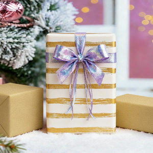 Gold Stripe Pattern Gift <b>Wrapping</b> <b>Paper</b> Art <b>Paper</b> Coated Double Side <b>Roll</b> Style for Gift & Craft Packaging - Product Image 4